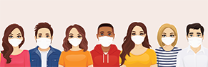 People wearing face maks